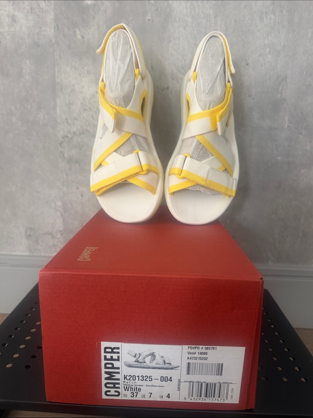 Camper White and Yellow Open-Toe Sport Sandals